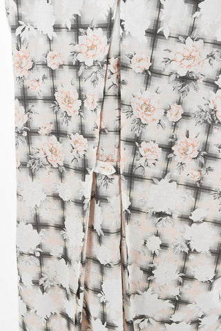 MM6 Floral-print Oversize Maxi Tunic Dress with with Front Pocket