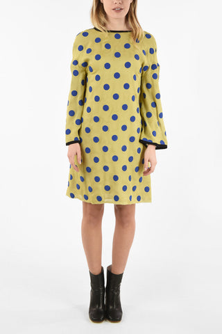 MM1 Polka Dots Silk Dress with Zip Back Closure