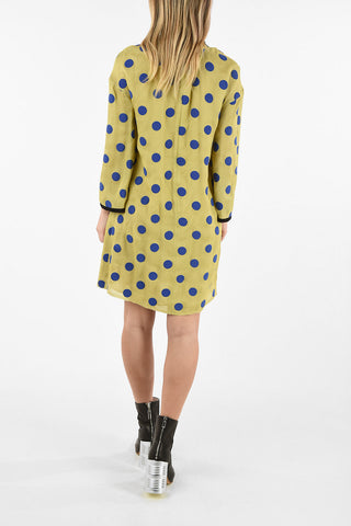 MM1 Polka Dots Silk Dress with Zip Back Closure