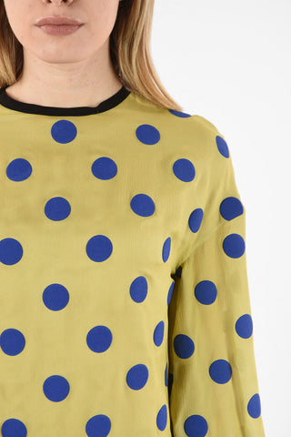 MM1 Polka Dots Silk Dress with Zip Back Closure