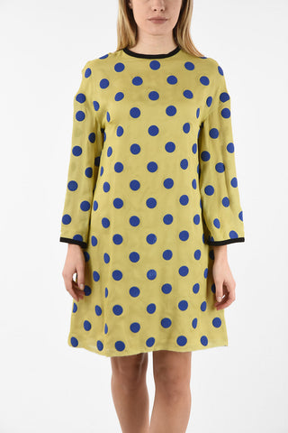 MM1 Polka Dots Silk Dress with Zip Back Closure