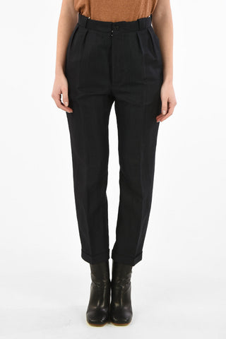 MM0 High Waist Flax and Silk Double Pleats Pants