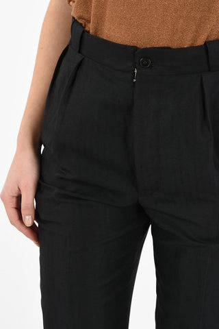 MM0 High Waist Flax and Silk Double Pleats Pants