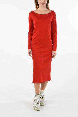 JURG14 Cotton Midi Dress With Porthole on The Back