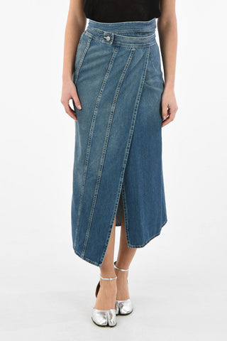 MM6 Denim wrap maxi skirt
