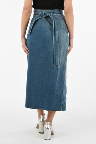 MM6 Denim wrap maxi skirt