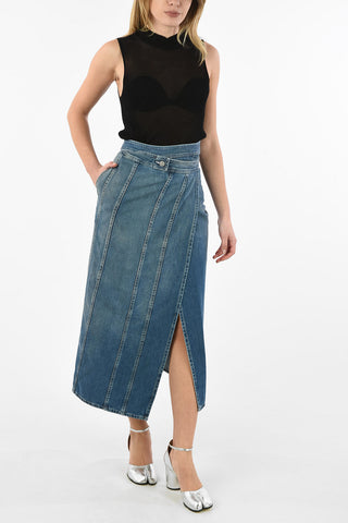 MM6 Denim wrap maxi skirt
