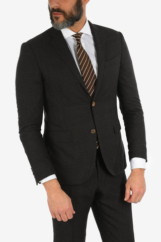 notch lapel belt loops district check drop 8R ACADEMY 2-button suit