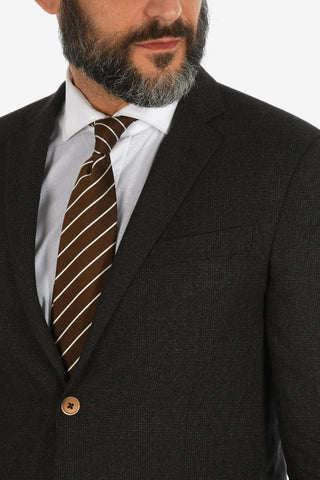 notch lapel belt loops district check drop 8R ACADEMY 2-button suit