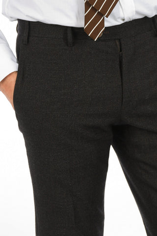 notch lapel belt loops district check drop 8R ACADEMY 2-button suit