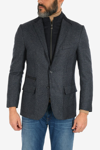 ID giacca a 3 bottoni IDENTITY drop 7R due spacchi revers classico con dettagli in finta pelle