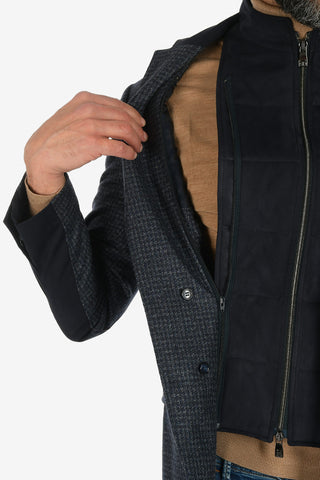 ID giacca a 3 bottoni IDENTITY drop 7R due spacchi revers classico con dettagli in finta pelle