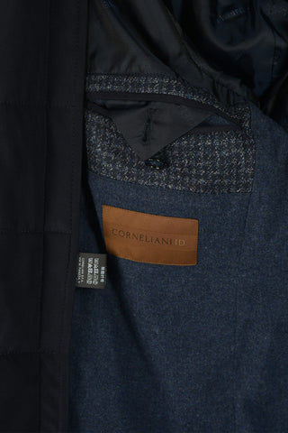 ID giacca a 3 bottoni IDENTITY drop 7R due spacchi revers classico con dettagli in finta pelle
