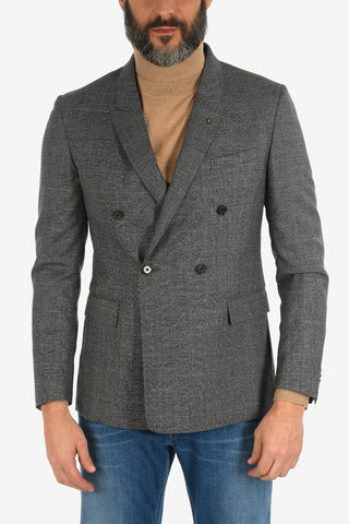 CC COLLECTION district check virgin wool drop 8R peak lapel RESET double-breasted blazer