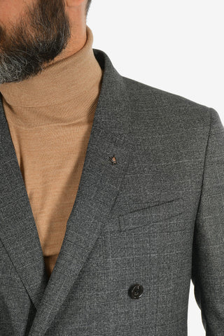 CC COLLECTION district check virgin wool drop 8R peak lapel RESET double-breasted blazer