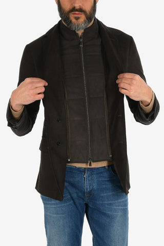 ID giacca a 3 bottoni IDENTITY drop 7R due spacchi revers classico con dettagli in finta pelle