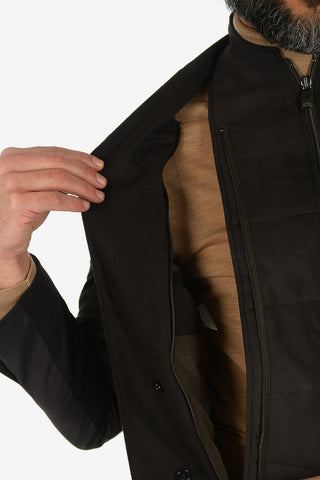 ID giacca a 3 bottoni IDENTITY drop 7R due spacchi revers classico con dettagli in finta pelle