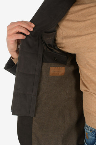 ID giacca a 3 bottoni IDENTITY drop 7R due spacchi revers classico con dettagli in finta pelle