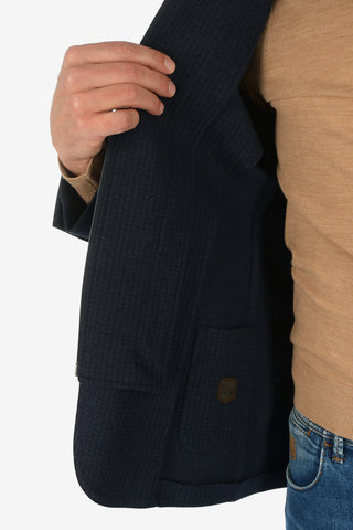 ID houndstooth drop 7R side vents patch pocket 2-button blazer