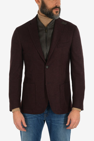 ID giacca a 2 bottoni IDENTITY in cashmere e in Seta con applicazioni in pelle di cervo drop 7R