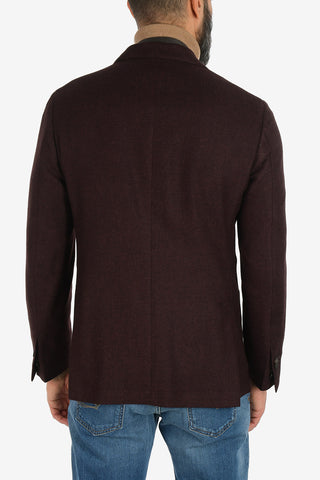 ID giacca a 2 bottoni IDENTITY in cashmere e in Seta con applicazioni in pelle di cervo drop 7R