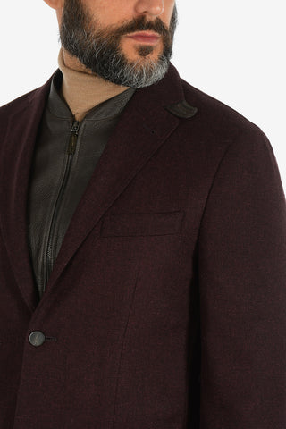 ID giacca a 2 bottoni IDENTITY in cashmere e in Seta con applicazioni in pelle di cervo drop 7R