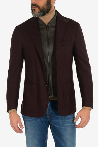 ID giacca a 2 bottoni IDENTITY in cashmere e in Seta con applicazioni in pelle di cervo drop 7R
