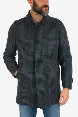 prince of Wales virgin wool balmacaan coat