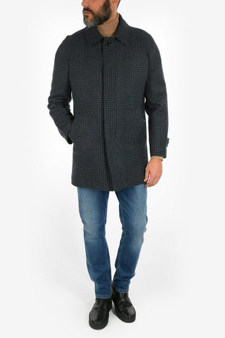 prince of Wales virgin wool balmacaan coat
