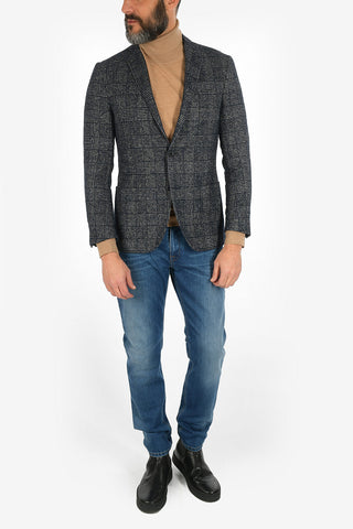 district check drop 7R notch lapel patch pocket 2-button ACADEMY SOFT blazer