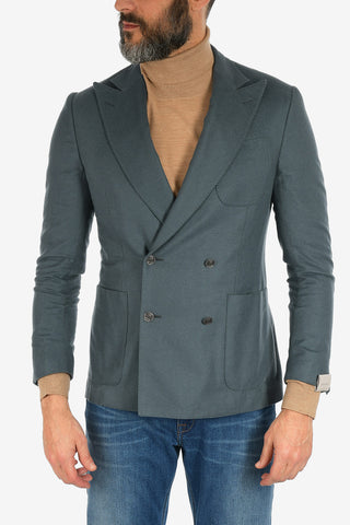 silk and cashmere drop 7R peak lapel  ACADEMY SOFT double-breasted blazer