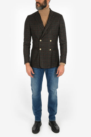CC COLLECTION check drop 7R side vents REWARD double-breasted blazer