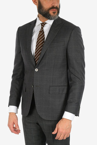 peak lapel belt loops check drop 7R 2-button LEADER suit
