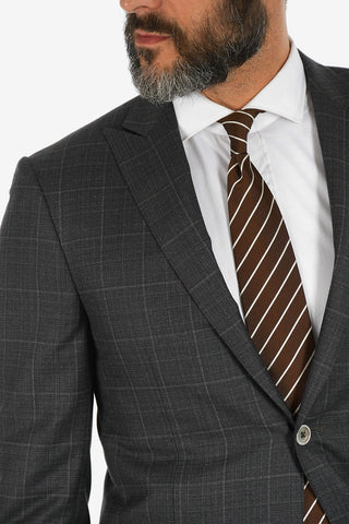 peak lapel belt loops check drop 7R 2-button LEADER suit