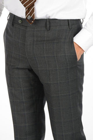 peak lapel belt loops check drop 7R 2-button LEADER suit