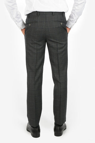 peak lapel belt loops check drop 7R 2-button LEADER suit