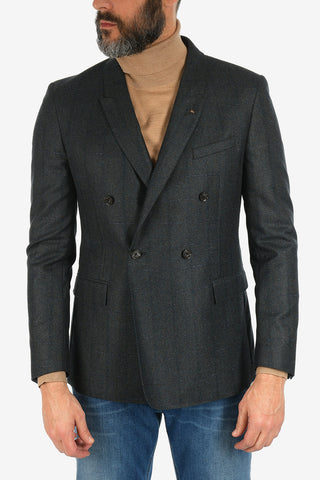 CC COLLECTION check drop 8R center vent peak lapel double-breasted RESET blazer