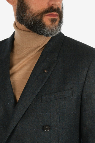 CC COLLECTION check drop 8R center vent peak lapel double-breasted RESET blazer