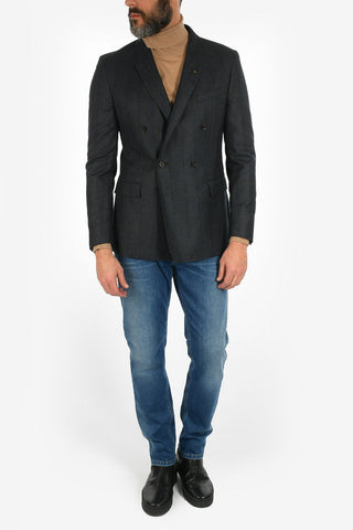 CC COLLECTION check drop 8R center vent peak lapel double-breasted RESET blazer