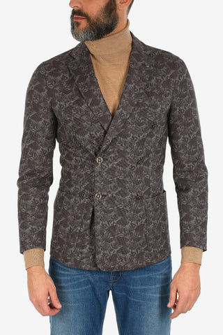 CC COLLECTION Leaf Pattern drop 8R side vents RESET double-breasted blazer