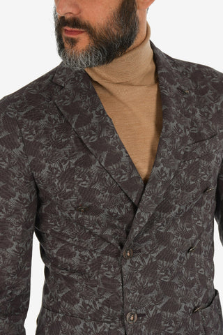CC COLLECTION Leaf Pattern drop 8R side vents RESET double-breasted blazer