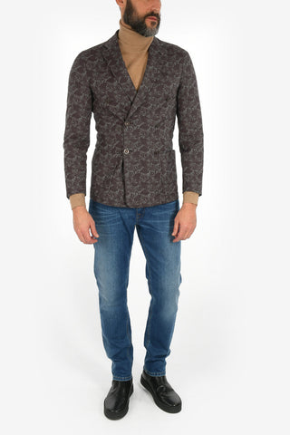 CC COLLECTION Leaf Pattern drop 8R side vents RESET double-breasted blazer