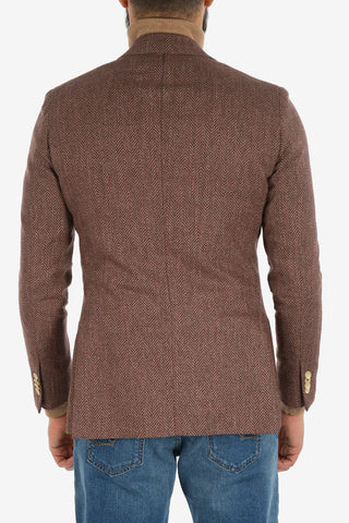 CC COLLECTION plain herringbone REWARD drop 7R side vents patch pocket double-breasted blazer