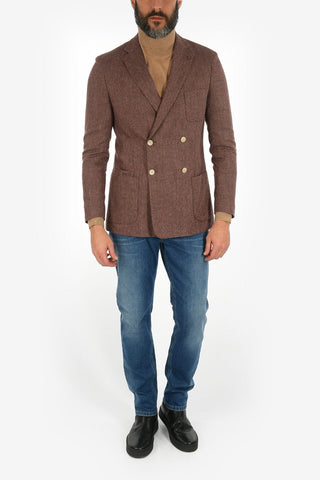 CC COLLECTION plain herringbone REWARD drop 7R side vents patch pocket double-breasted blazer