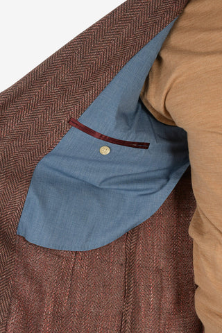 CC COLLECTION plain herringbone REWARD drop 7R side vents patch pocket double-breasted blazer