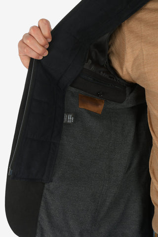 ID giacca a 3 bottoni IDENTITY drop 7R due spacchi revers classico con dettagli in finta pelle