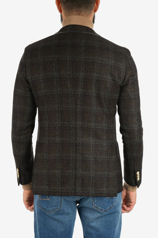 CC COLLECTION check REWARD drop 7R side vents peak lapel blazer
