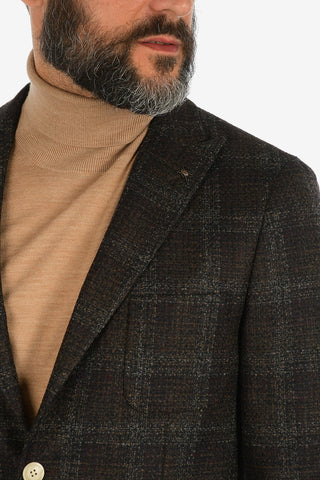 CC COLLECTION check REWARD drop 7R side vents peak lapel blazer