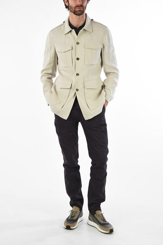 Multi-Pocket Jacket with Button Closure
