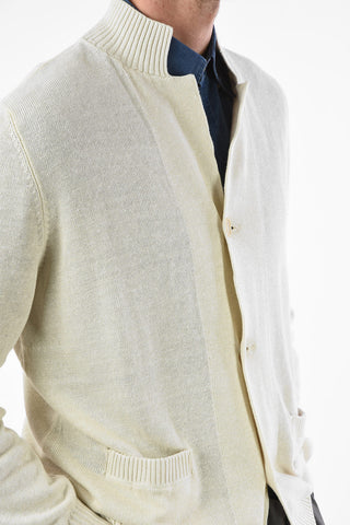Cardigan in Lino e Cotone a 3 Bottoni  